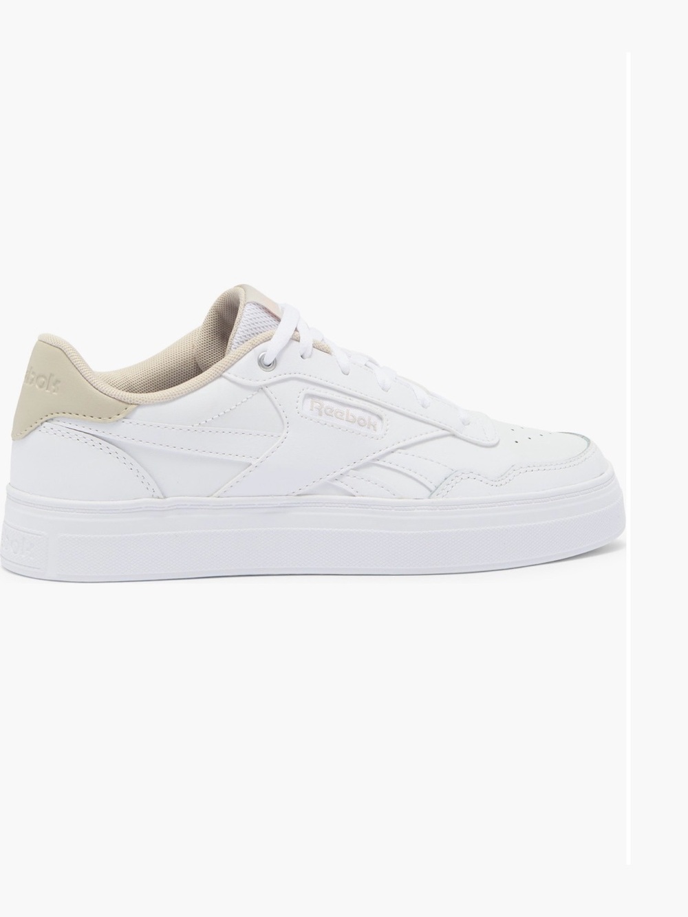Reebok White Court Advance Bold Memorytech Sneakers with Beige Accent